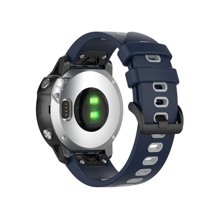 For Garmin Fenix 6S Two-color Silicone Watch Band(Midnight Blue Gray)
