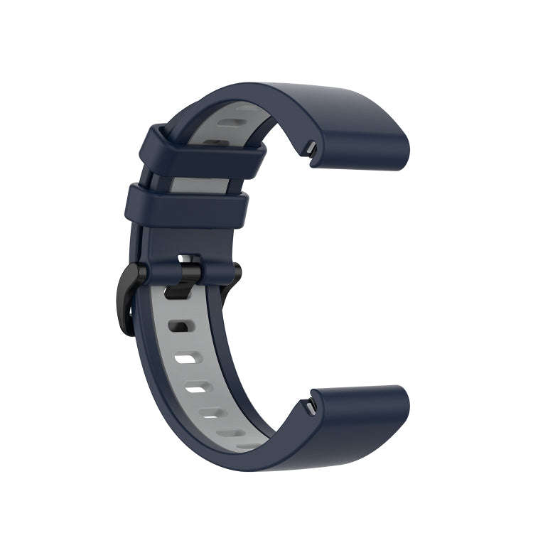 For Garmin Fenix 6S Two-color Silicone Watch Band(Midnight Blue Gray)