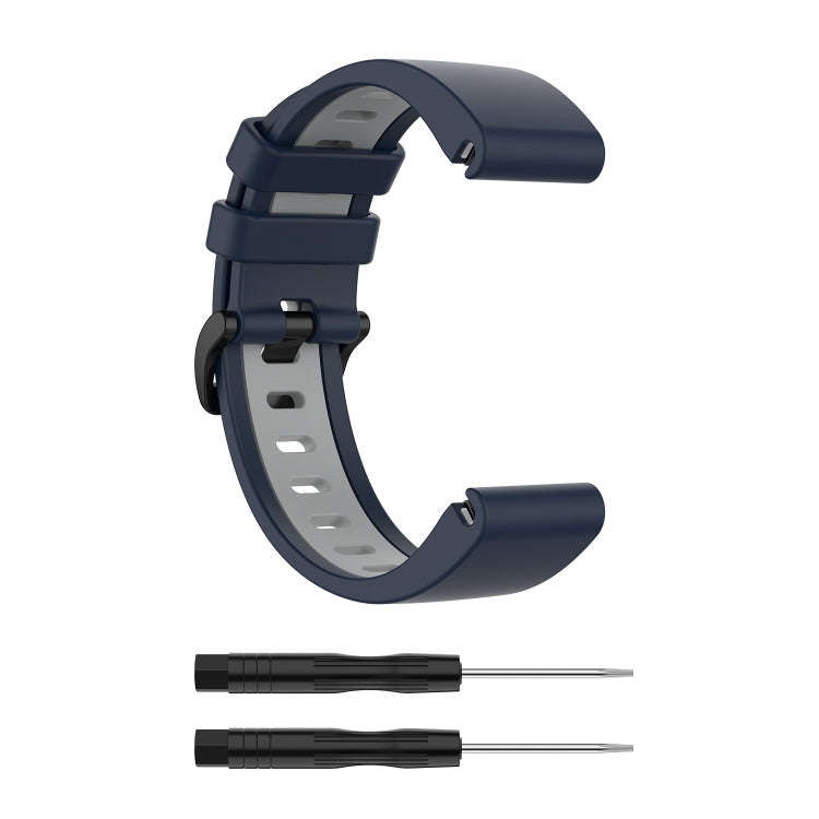 For Garmin Fenix 6S Two-color Silicone Watch Band(Midnight Blue Gray)