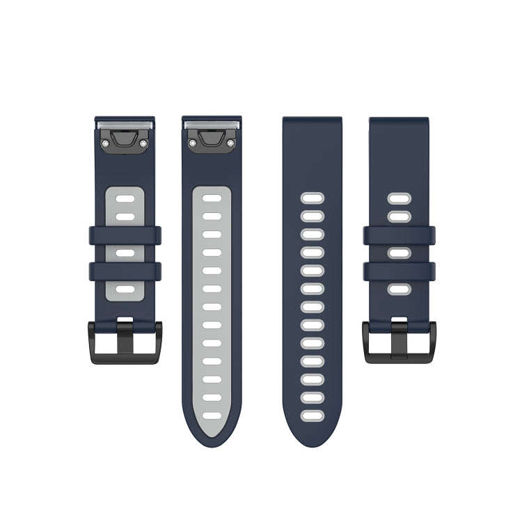 For Garmin Fenix 6S Two-color Silicone Watch Band(Midnight Blue Gray)