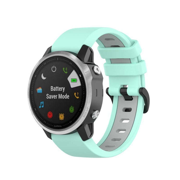 For Garmin Fenix 6S Two-color Silicone Watch Band(Teal Grey)