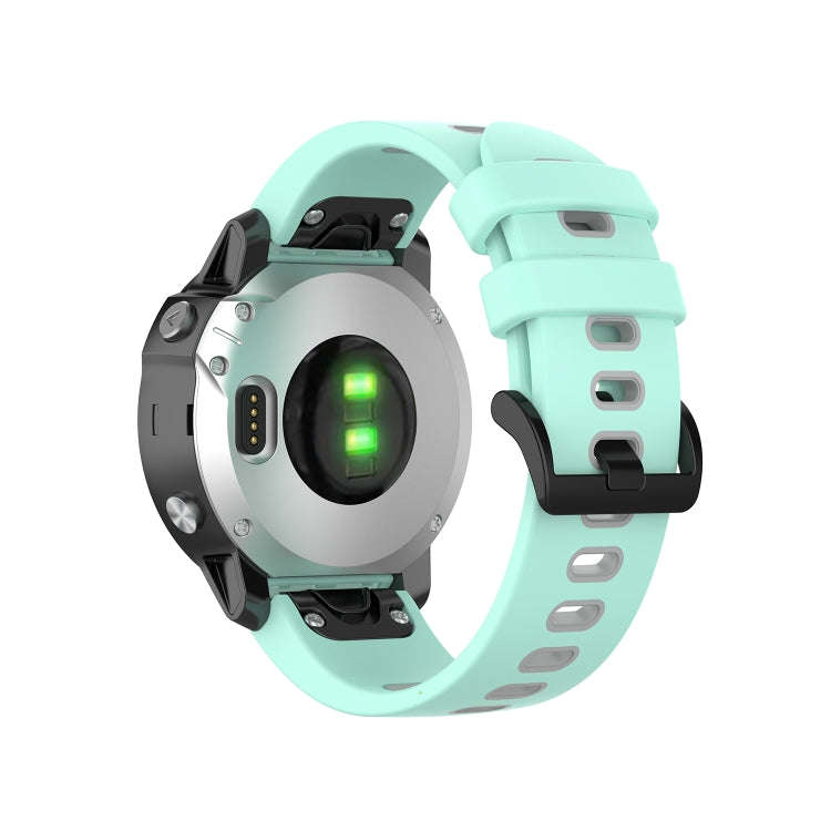 For Garmin Fenix 6S Two-color Silicone Watch Band(Teal Grey)