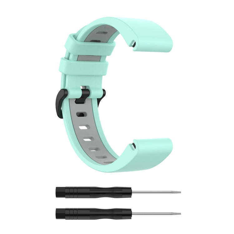 For Garmin Fenix 6S Two-color Silicone Watch Band(Teal Grey)