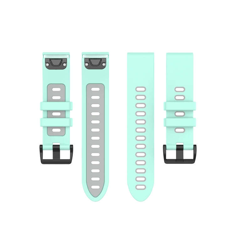 For Garmin Fenix 6S Two-color Silicone Watch Band(Teal Grey)