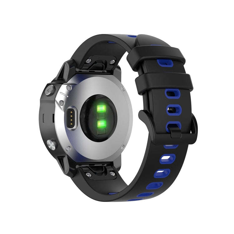 For Garmin Fenix 6S Two-color Silicone Watch Band(Black Blue)