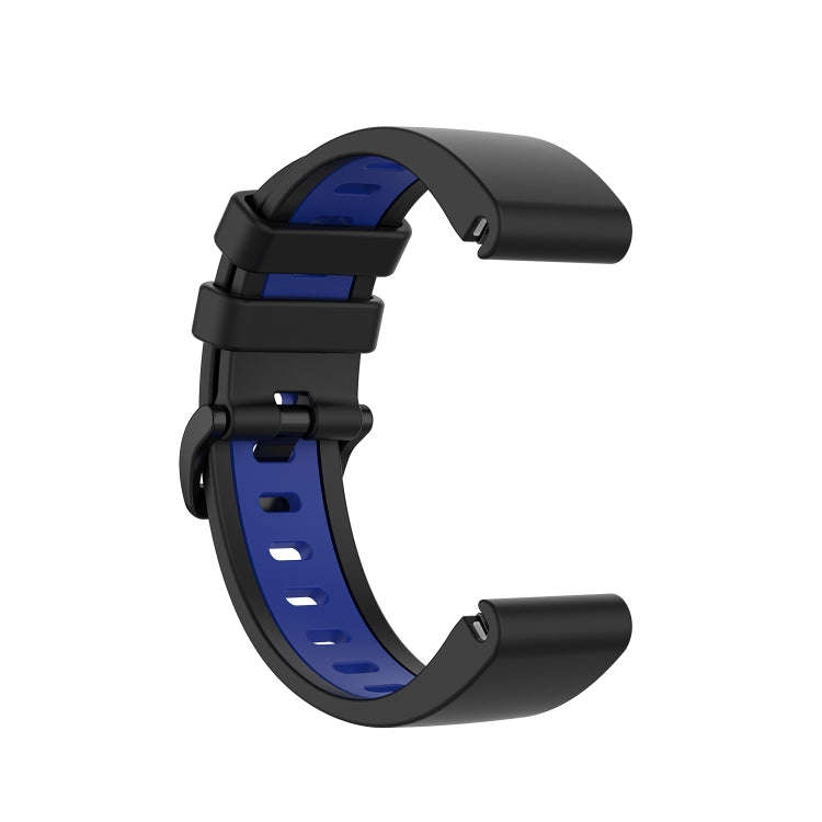 For Garmin Fenix 6S Two-color Silicone Watch Band(Black Blue)