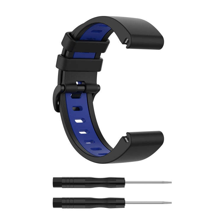 For Garmin Fenix 6S Two-color Silicone Watch Band(Black Blue)
