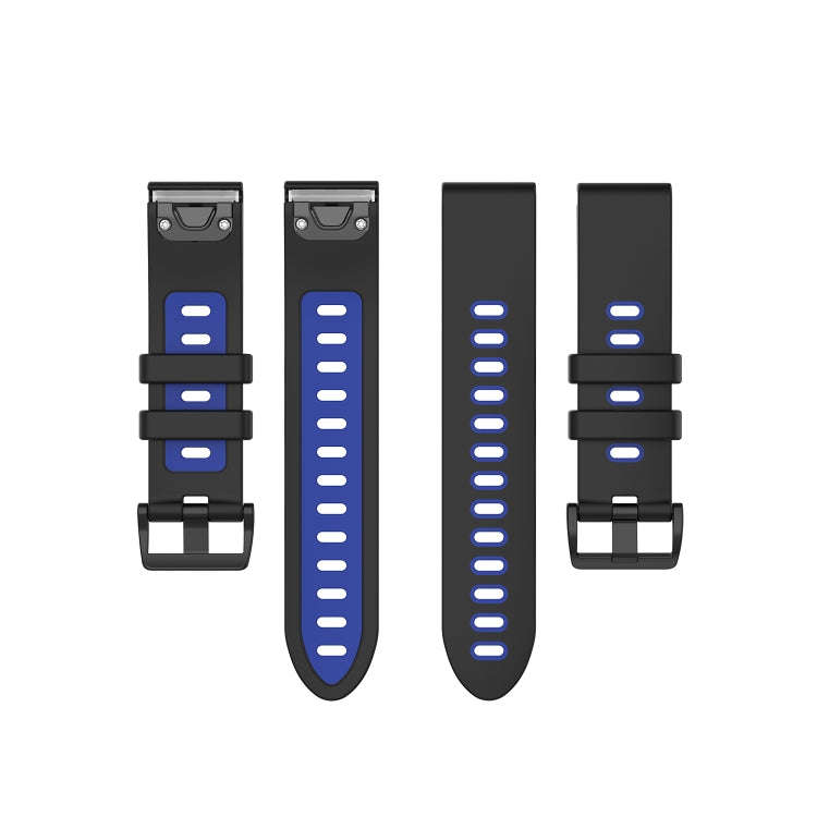 For Garmin Fenix 6S Two-color Silicone Watch Band(Black Blue)