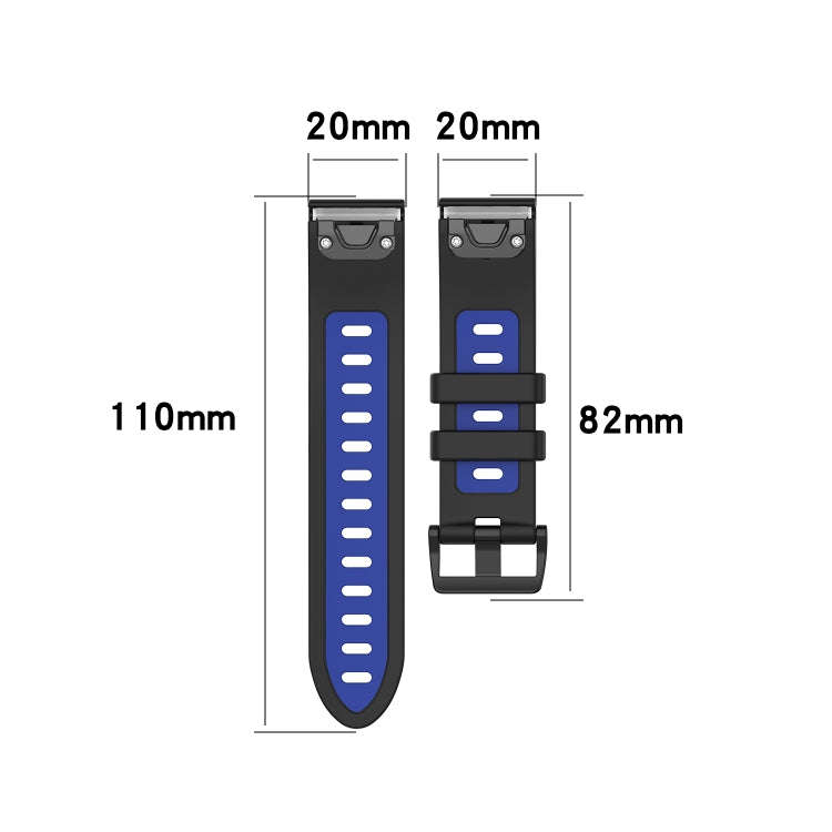 For Garmin Fenix 6S Two-color Silicone Watch Band(Black Blue)
