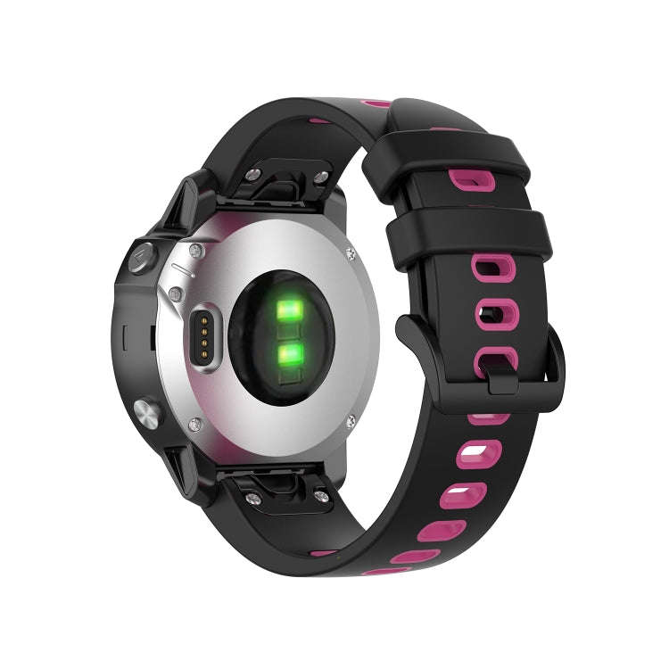 For Garmin Fenix 6S Two-color Silicone Watch Band(Black Rose Red)