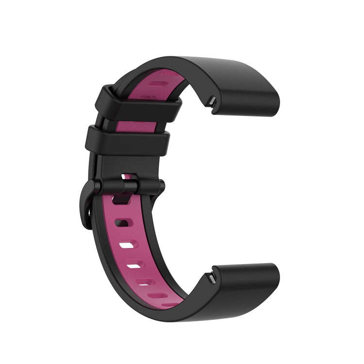 For Garmin Fenix 6S Two-color Silicone Watch Band(Black Rose Red)