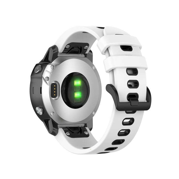 For Garmin Fenix 6S Two-color Silicone Watch Band(White Black)