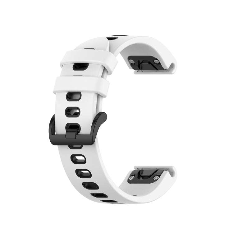 For Garmin Fenix 6S Two-color Silicone Watch Band(White Black)