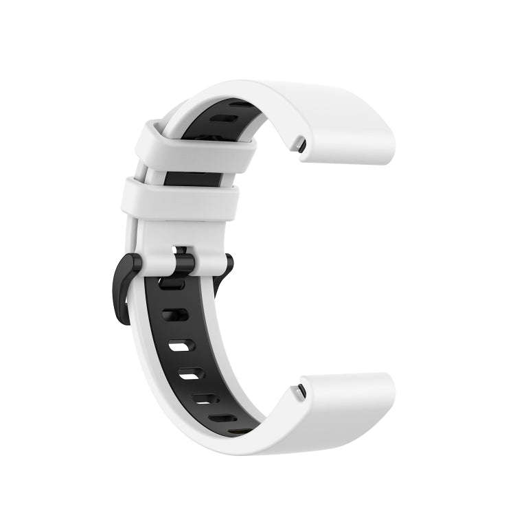 For Garmin Fenix 6S Two-color Silicone Watch Band(White Black)