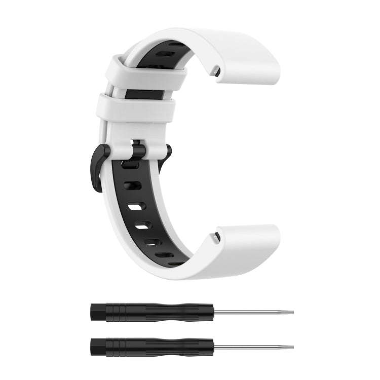 For Garmin Fenix 6S Two-color Silicone Watch Band(White Black)