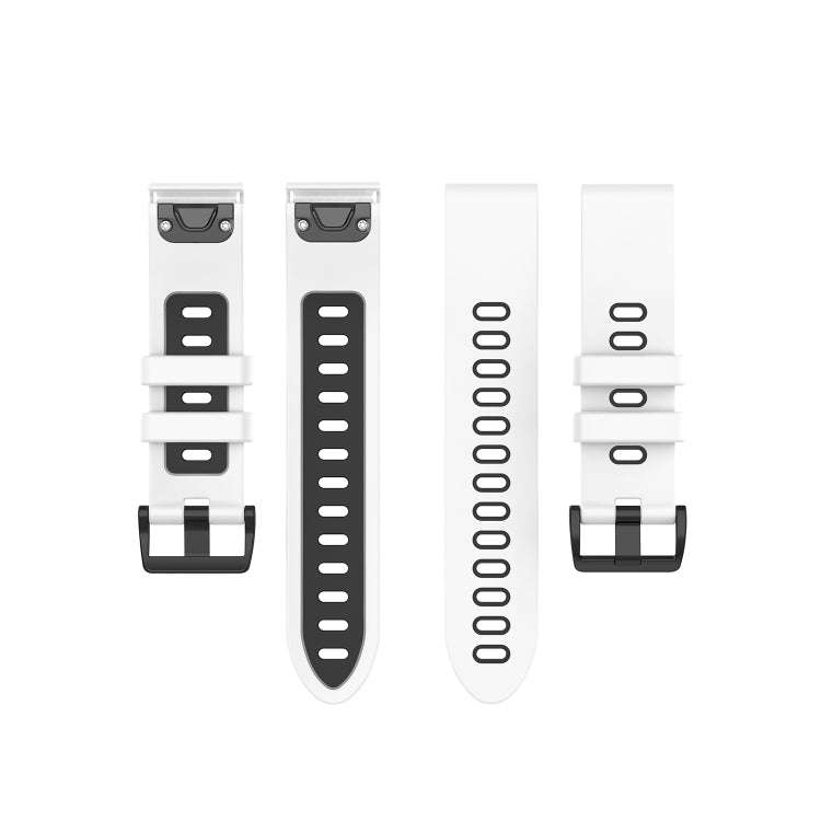 For Garmin Fenix 6S Two-color Silicone Watch Band(White Black)