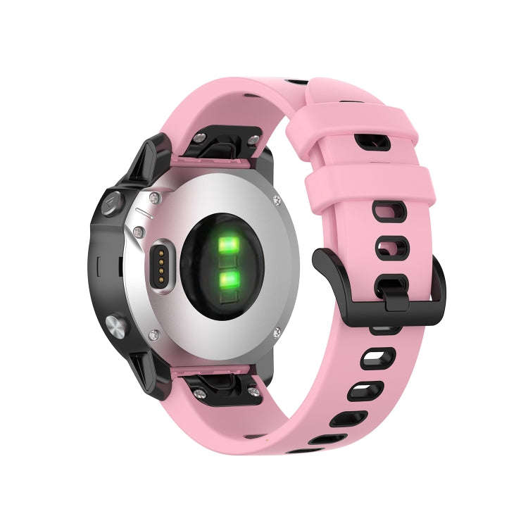 For Garmin Fenix 6S Two-color Silicone Watch Band(Pink Black)