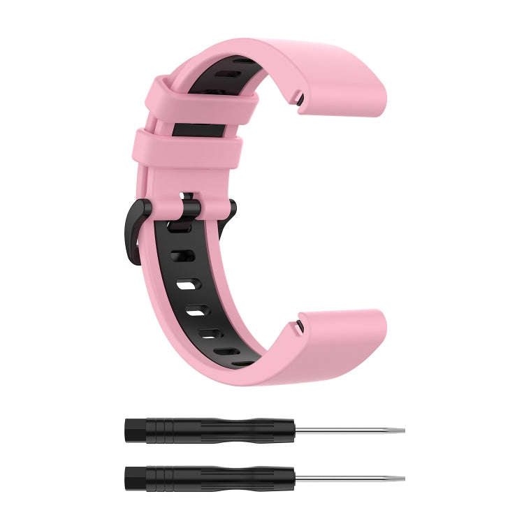 For Garmin Fenix 6S Two-color Silicone Watch Band(Pink Black)