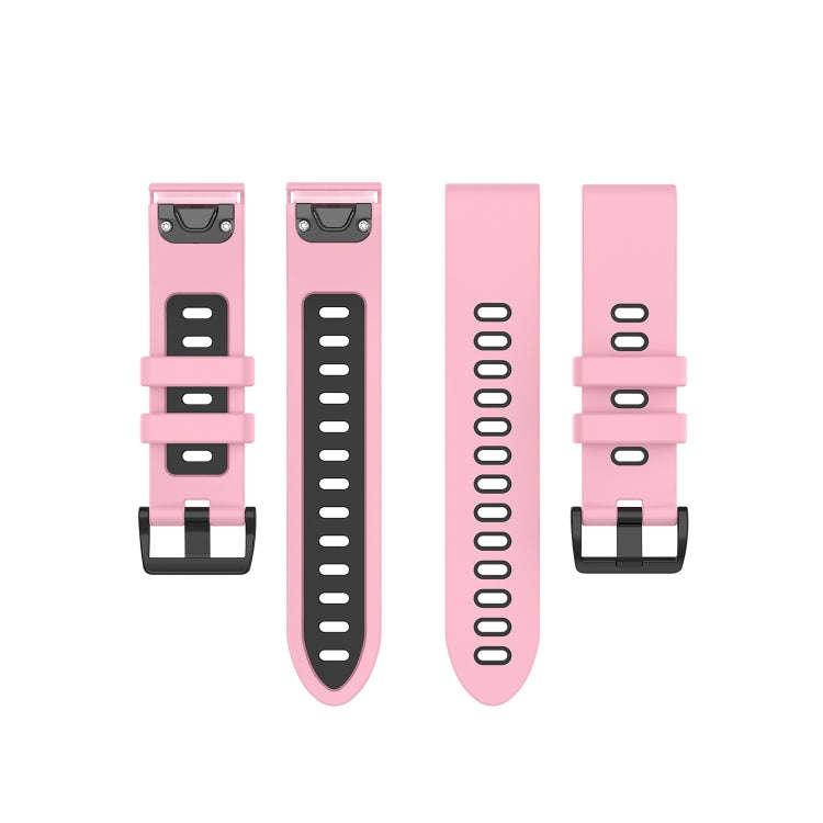 For Garmin Fenix 6S Two-color Silicone Watch Band(Pink Black)