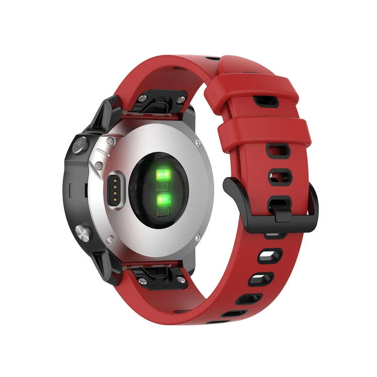 For Garmin Fenix 6S Two-color Silicone Watch Band(Red Black)