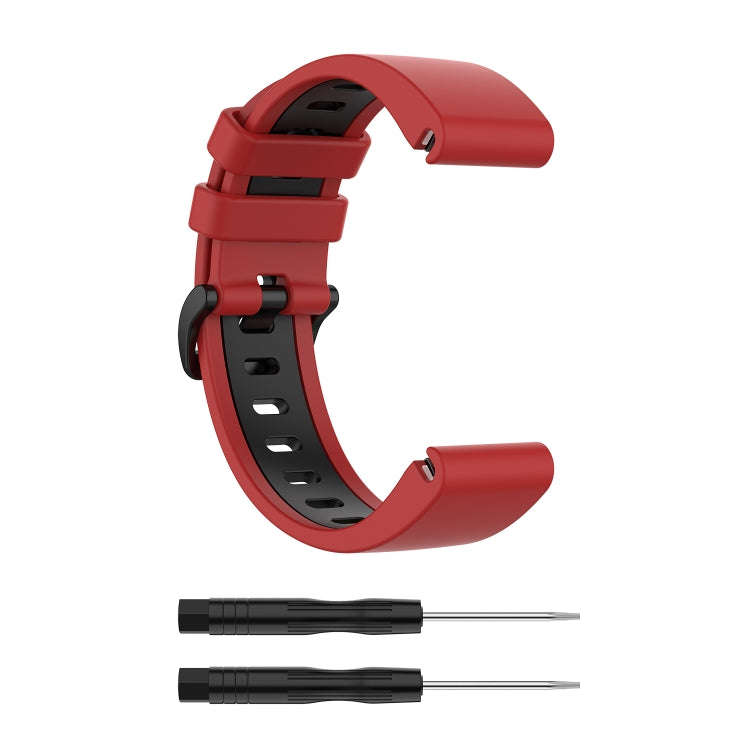 For Garmin Fenix 6S Two-color Silicone Watch Band(Red Black)