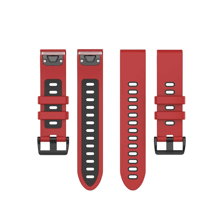 For Garmin Fenix 6S Two-color Silicone Watch Band(Red Black)