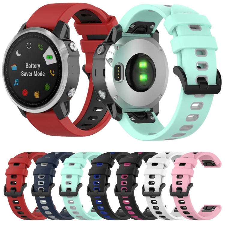 For Garmin Fenix 6S Two-color Silicone Watch Band(Black Blue)