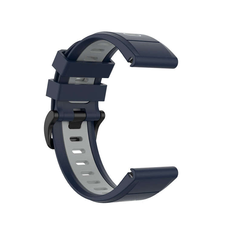 For Garmin Fenix 6X Two-color Silicone Watch Band(Midnight Blue Gray)