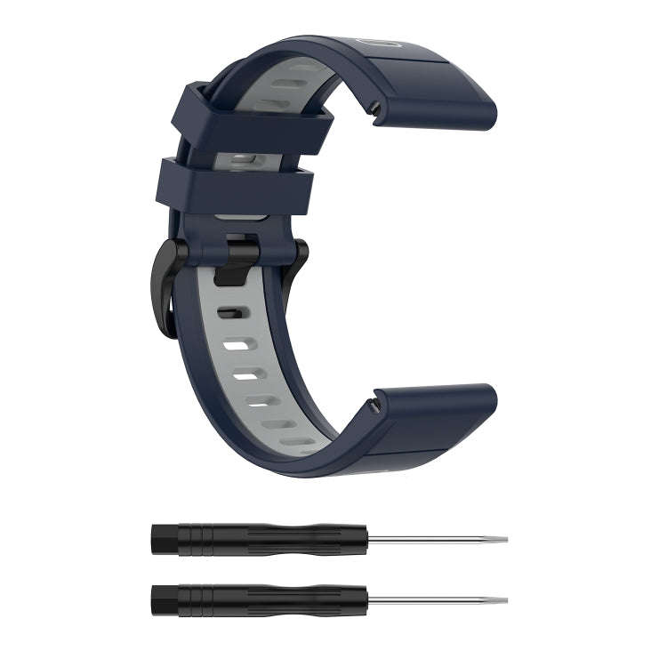 For Garmin Fenix 6X Two-color Silicone Watch Band(Midnight Blue Gray)