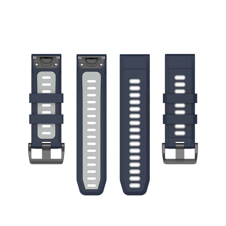 For Garmin Fenix 6X Two-color Silicone Watch Band(Midnight Blue Gray)