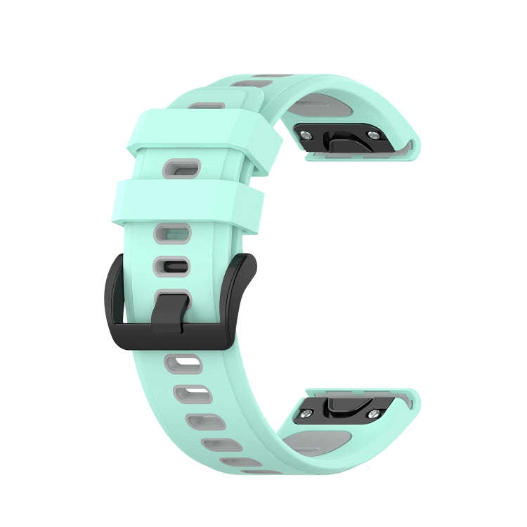 For Garmin Fenix 6X Two-color Silicone Watch Band(Teal Grey)
