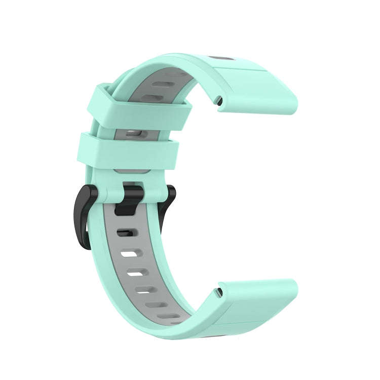 For Garmin Fenix 6X Two-color Silicone Watch Band(Teal Grey)