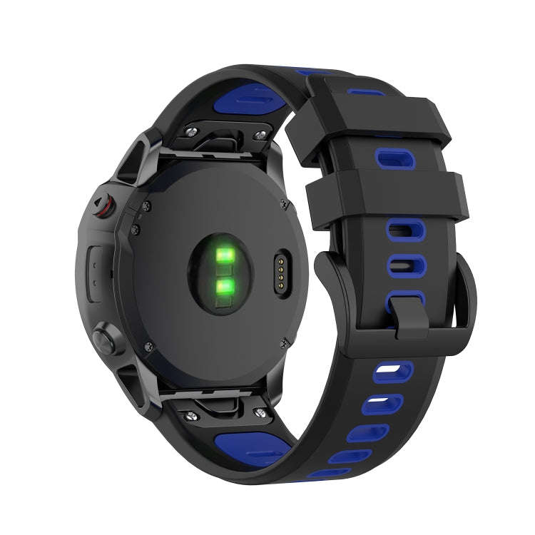 For Garmin Fenix 6X Two-color Silicone Watch Band(Black Blue)
