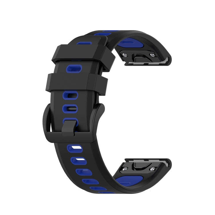 For Garmin Fenix 6X Two-color Silicone Watch Band(Black Blue)