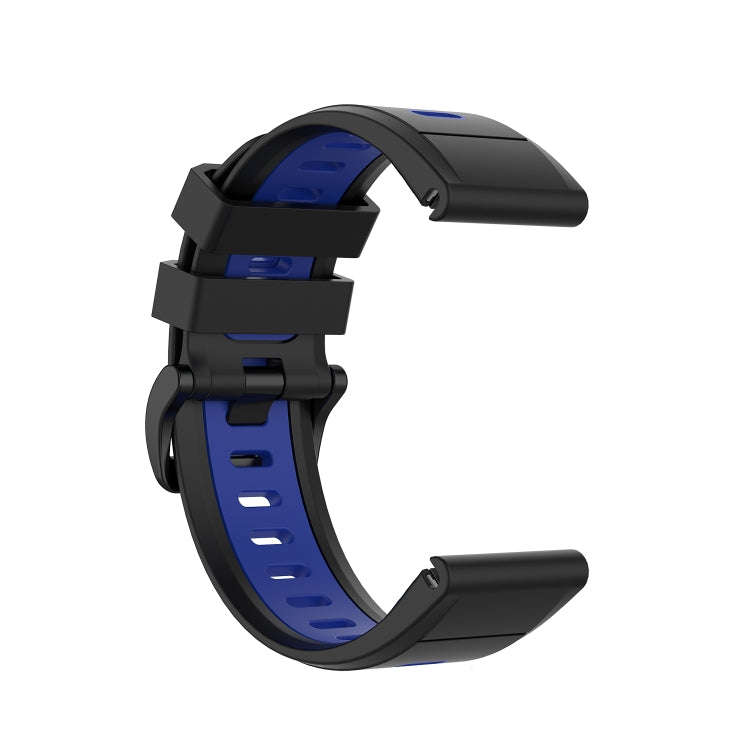For Garmin Fenix 6X Two-color Silicone Watch Band(Black Blue)