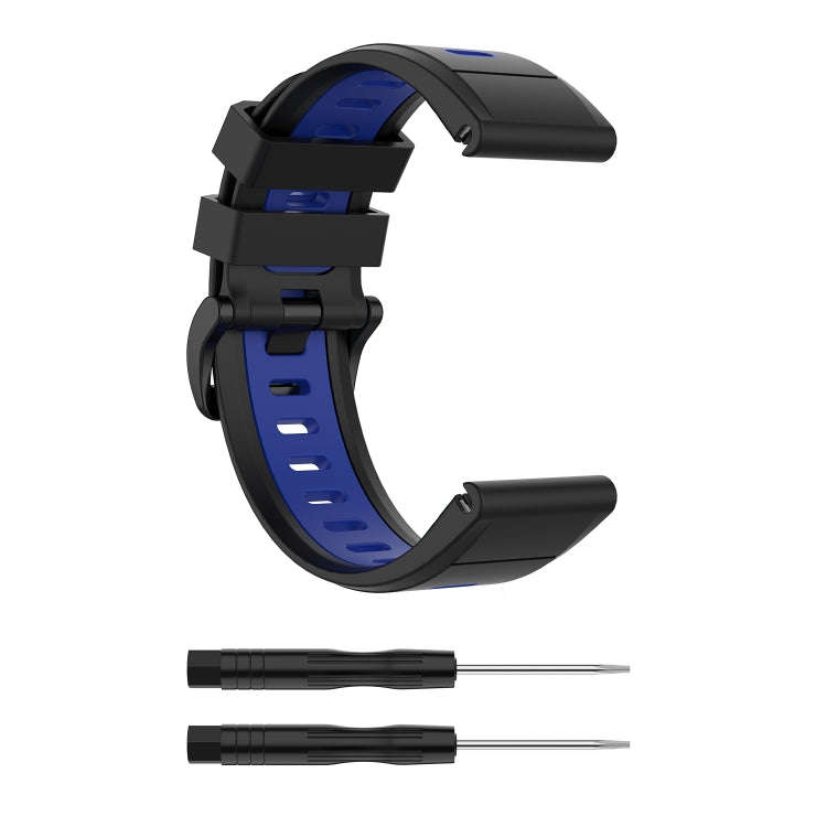 For Garmin Fenix 6X Two-color Silicone Watch Band(Black Blue)