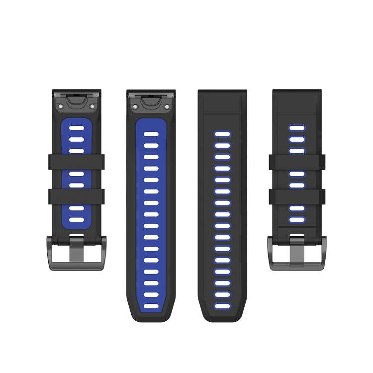 For Garmin Fenix 6X Two-color Silicone Watch Band(Black Blue)