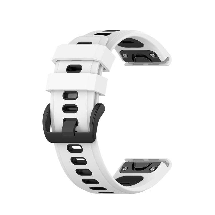 For Garmin Fenix 6X Two-color Silicone Watch Band(White Black)