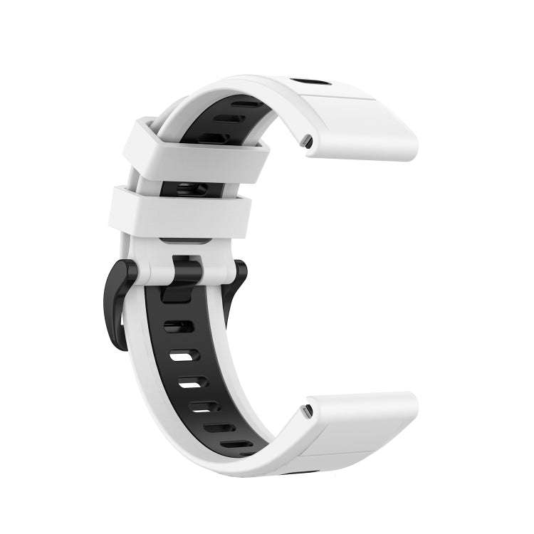 For Garmin Fenix 6X Two-color Silicone Watch Band(White Black)
