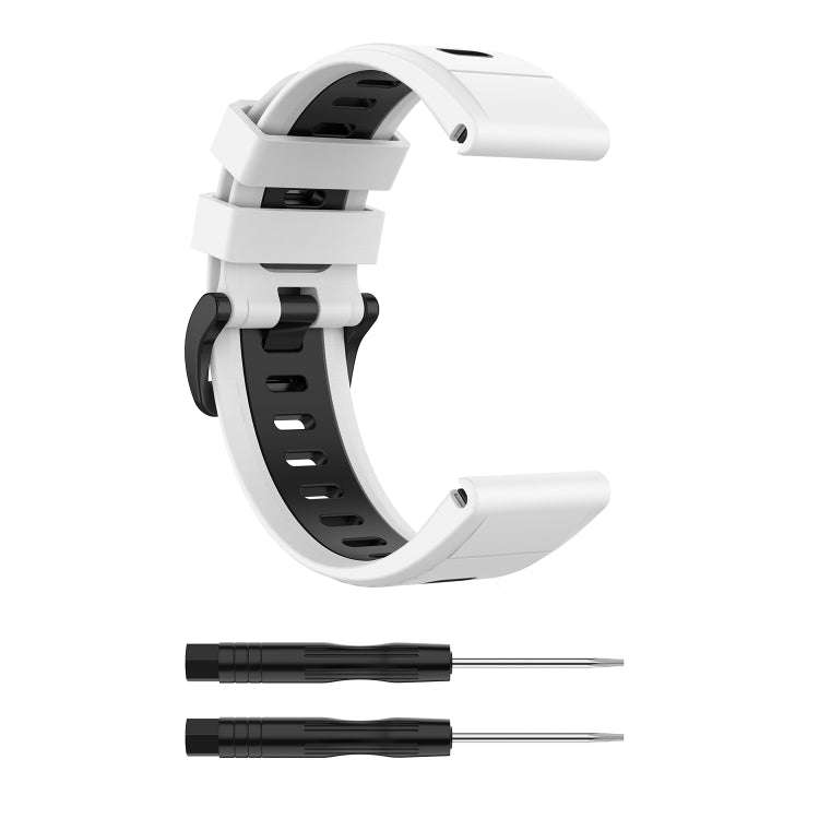 For Garmin Fenix 6X Two-color Silicone Watch Band(White Black)