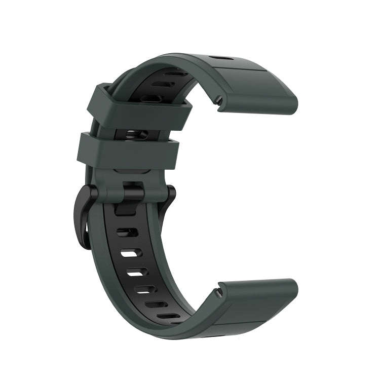 For Garmin Fenix 6X Two-color Silicone Watch Band(Olive Green Black)