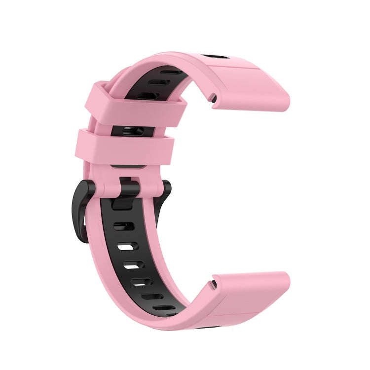 For Garmin Fenix 6X Two-color Silicone Watch Band(Pink Black)