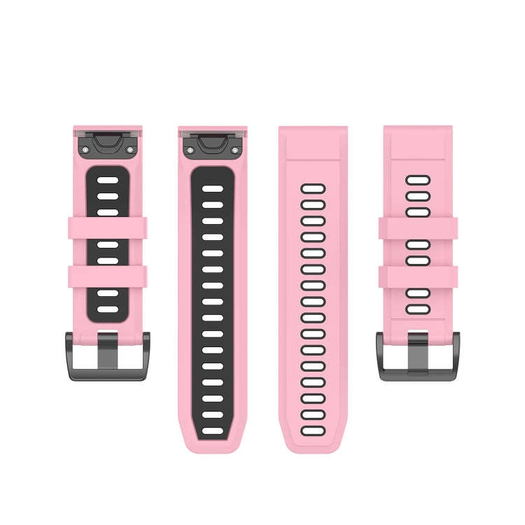 For Garmin Fenix 6X Two-color Silicone Watch Band(Pink Black)