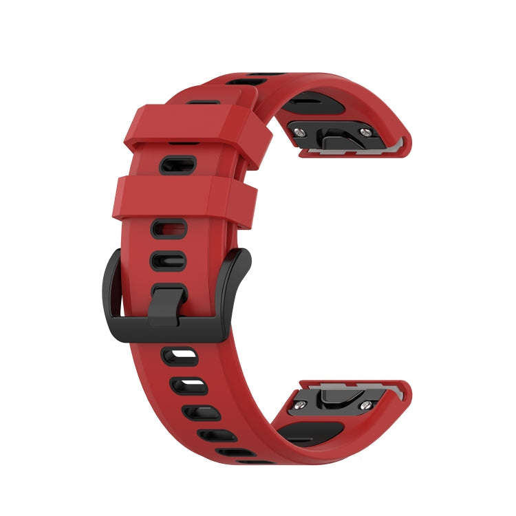 For Garmin Fenix 6X Two-color Silicone Watch Band(Red Black)