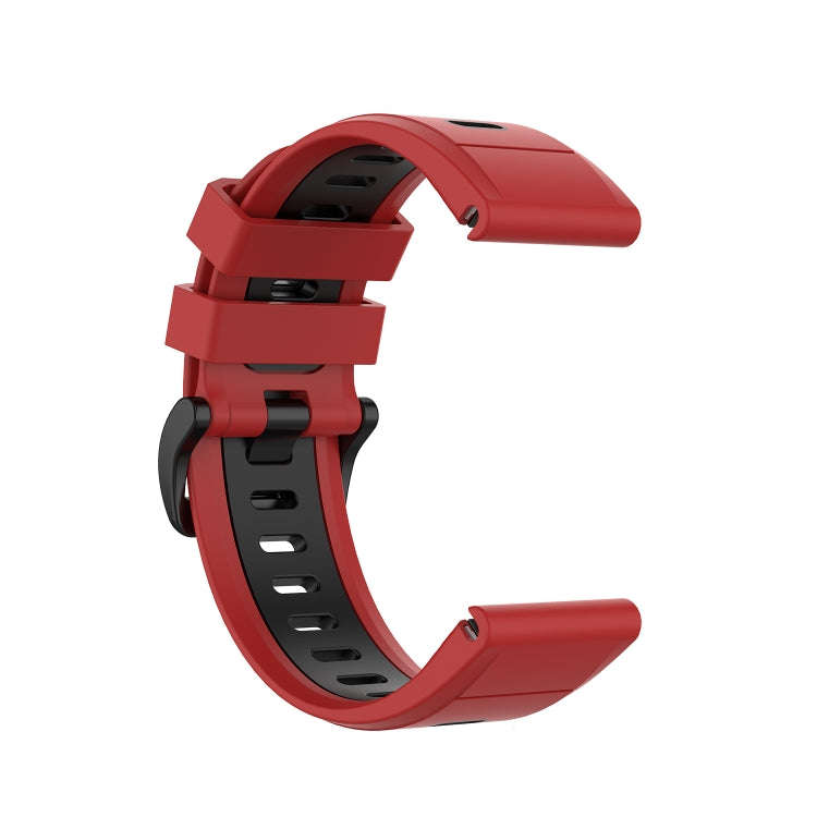 For Garmin Fenix 6X Two-color Silicone Watch Band(Red Black)