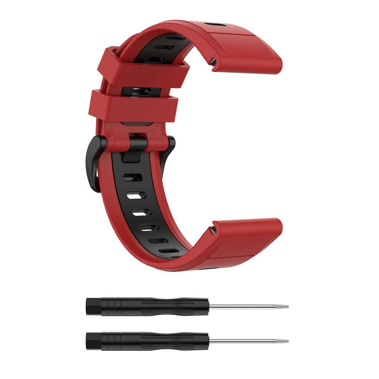 For Garmin Fenix 6X Two-color Silicone Watch Band(Red Black)