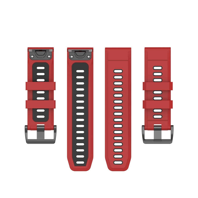 For Garmin Fenix 6X Two-color Silicone Watch Band(Red Black)