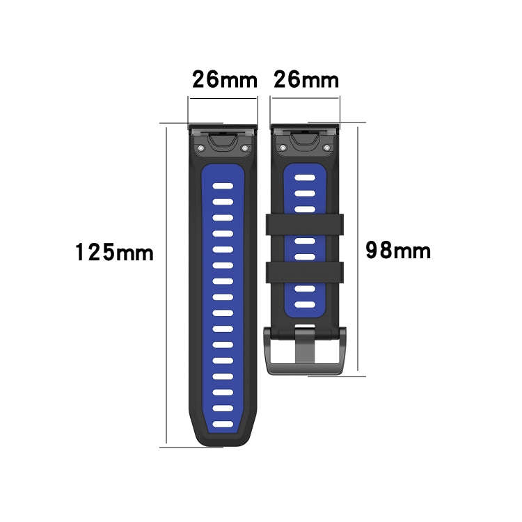 For Garmin Fenix 6X Two-color Silicone Watch Band(Red Black)