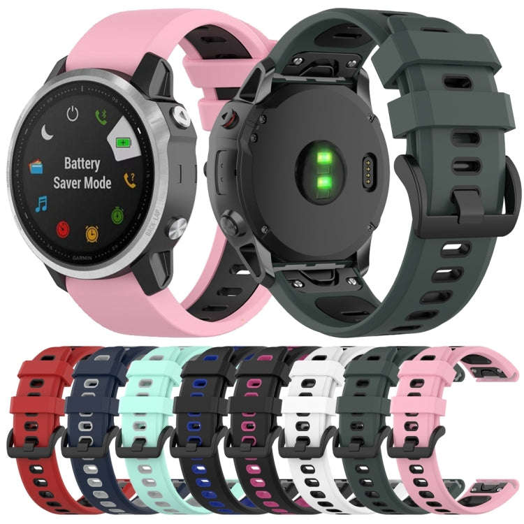 For Garmin Fenix 6X Two-color Silicone Watch Band(Red Black)