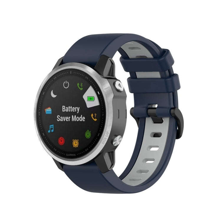For Garmin Fenix 6 Two-color Silicone Watch Band(Midnight Blue Gray)